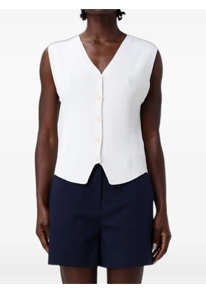 Armani Exchange ribbed-knit V-neck gilet - White