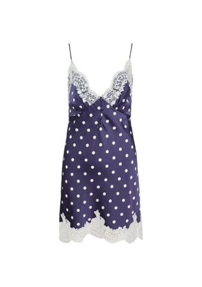 Self-Portrait lace-trim polka-dot mini dress - Blue