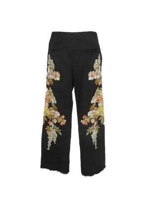 Gucci Pre-Owned floral-embroidered trousers - Black