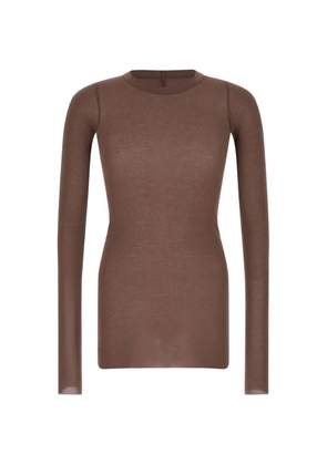 Rick Owens Rib LS T raw-cut T-shirt - Brown