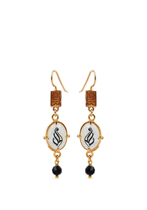 Gem Kingdom hope-engraved mother-of-pearl spinel earrings - Gold