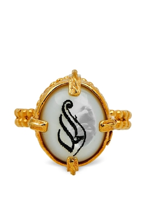 Gem Kingdom engraved-detail mother-of-pearl ring - Gold