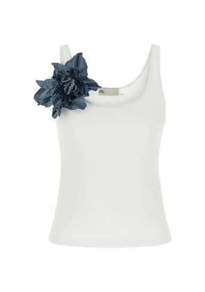 Tory Burch floral-appliqué ribbed-knit tank top - White