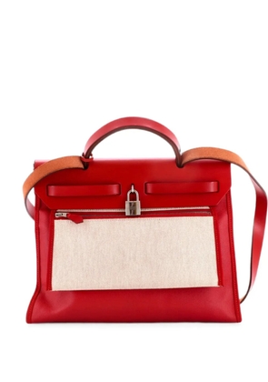 Hermès Pre-Owned Herbag Zip Berline Vache Canvas and Leather 31 shoulder bag - Red