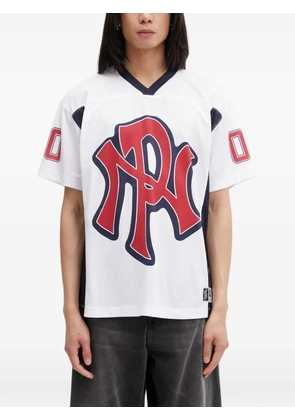 NO PROBLEMO logo-print mesh straight fit T-shirt - White