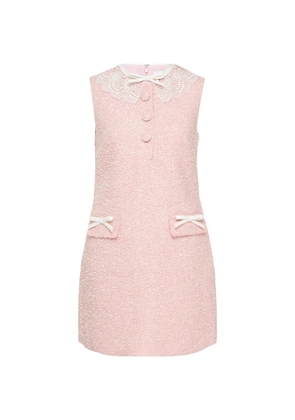 Self-Portrait bouclé lace-collar mini dress - Pink