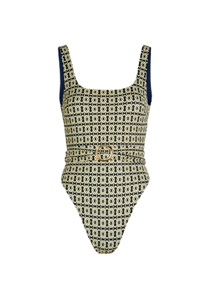 AWAY THAT DAY Cayman printed belted swimsuit - Yellow