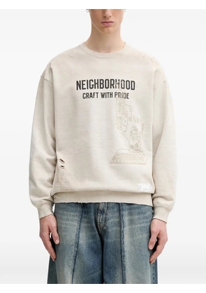 Neighborhood distressed graphic-print sweater - Neutrals