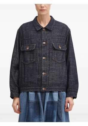 visvim tweed-effect button-up jacket - Blue