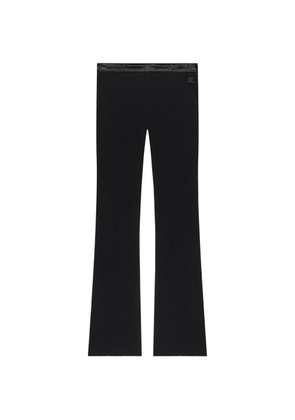 Courrèges vinyl-trim ribbed-knit trousers - Black
