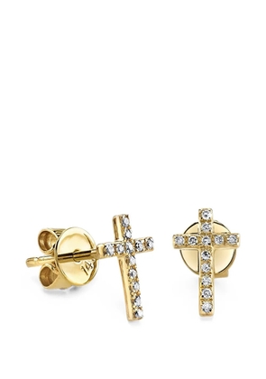 Sydney Evan diamond cross stud earrings - Gold