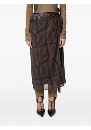Muller Of Yoshiokubo fringe midi skirt - Brown