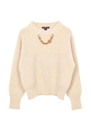Louis Vuitton Pre-Owned 2010s chain-detail waffle-knit sweater - Neutrals