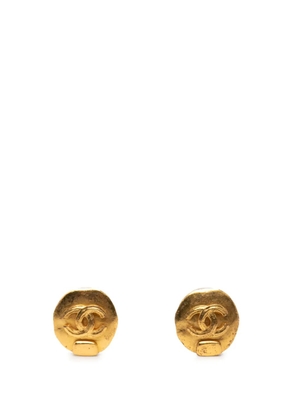 CHANEL Pre-Owned 1998 CC Gold Plated Round Clip On Earrings costume earrings