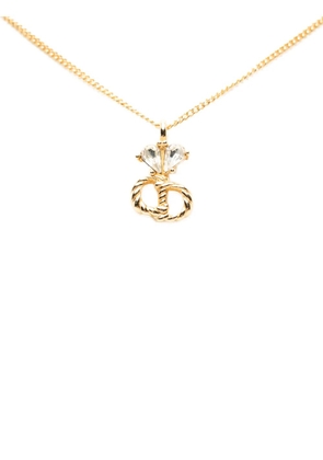 Christian Dior Pre-Owned 20th Century Gold Plated Crystal CD Logo Pendant Necklace costume necklace