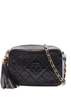 CHANEL Pre-Owned 1989-1991 CC Diamond Quilted Lambskin Tassel Camera Bag crossbody bag - Black