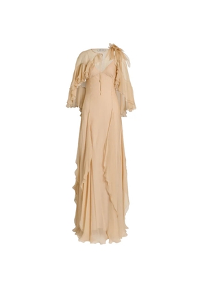 Alberta Ferretti ruffled silk maxi dress - Neutrals