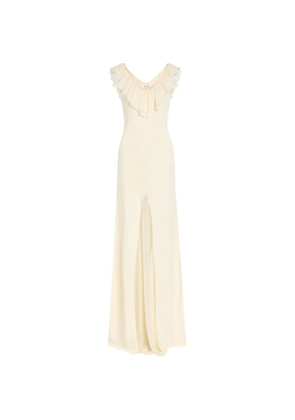 Aya Muse Rowan ruffled front-slit maxi dress - Neutrals