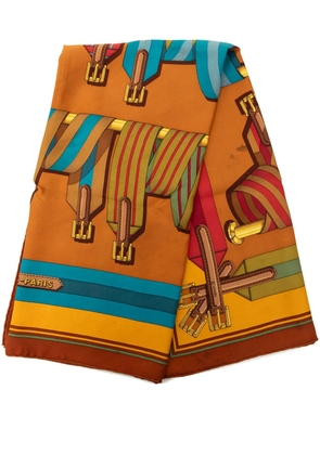 Hermès Pre-Owned 1980-1990 Les Sangles Silk Scarf 90 scarves - Brown