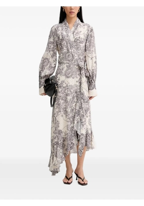 Blugirl lace-print ruffled asymmetric dress - Neutrals