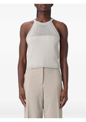 Emporio Armani halterneck open-knit top - Grey
