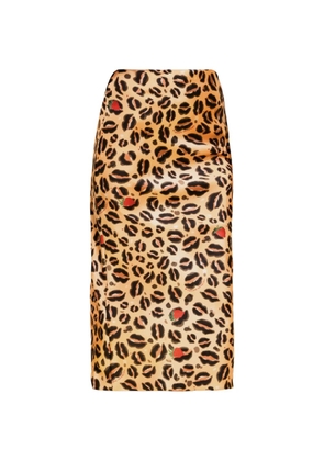alessandro enriquez leopard-print strawberry-motif midi skirt - Neutrals