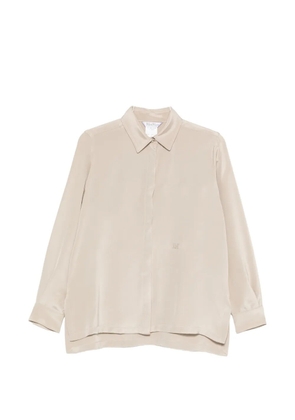 Max Mara Geranio embroidered-logo silk shirt - Neutrals