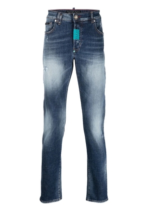 Philipp Plein logo-patch straight-leg jeans - Blue