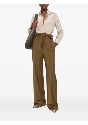 Max Mara Geranio embroidered-logo silk shirt - Neutrals