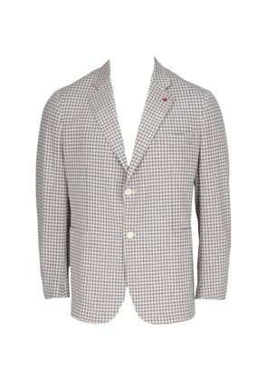 Isaia gingham-check blazer - Grey