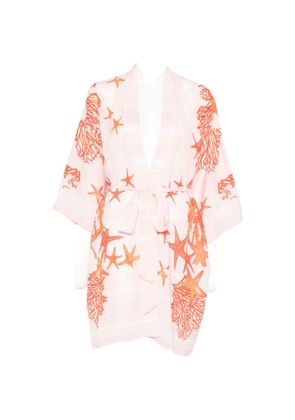 Mazzei starfish-print belted coat - Pink