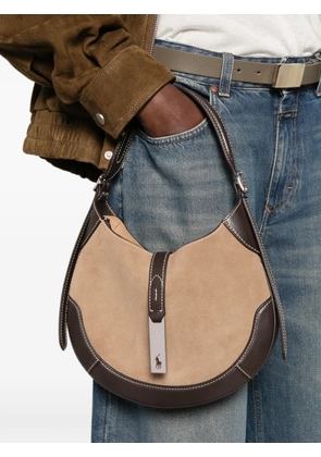 Polo Ralph Lauren Polo ID panelled suede shoulder bag - Neutrals