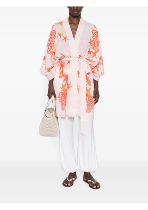 Mazzei starfish-print belted coat - Pink