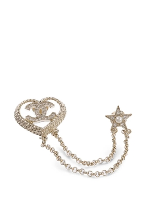 CHANEL Pre-Owned CC heart brooch - Gold