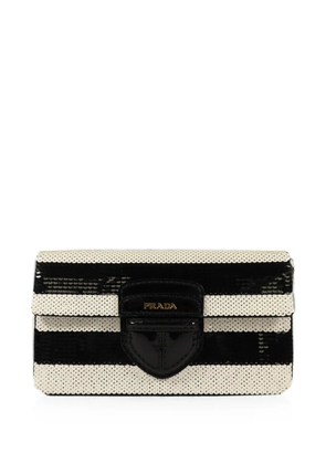 Prada Pre-Owned sequin-embellished striped clutch bag - Black