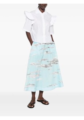 Moschino cloud-print cotton midi skirt - Blue