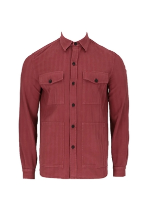 Isaia herringbone-pattern shirt jacket - Red