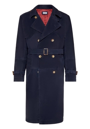 Brunello Cucinelli suede trench coat - Blue