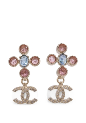 CHANEL Pre-Owned CC crystal-embellished drop earrings - Gold