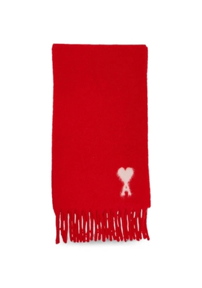 AMI Paris Ami de Coeur intarsia-knit scarf - Red