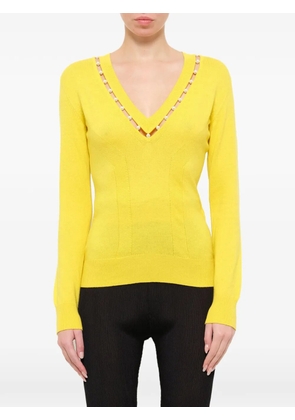 Givenchy pearl-embellished V-neck top - Yellow