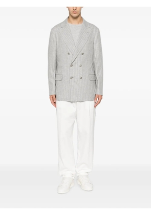 Brunello Cucinelli pinstripe-pattern double-breasted blazer - Grey