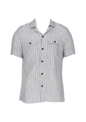 Isaia striped short-sleeved shirt - White