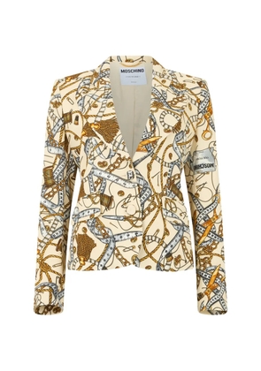 Moschino sewing-print slim-fit jacket - Neutrals
