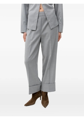 LIU JO pinstripe-pattern turn-up cigarette straight trousers - Grey