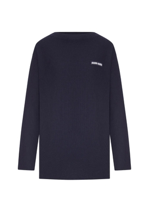 Miu Miu logo-patch ribbed-knit sweater - Blue