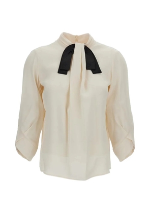 Elisabetta Franchi pussy-bow long-sleeve blouse - Neutrals