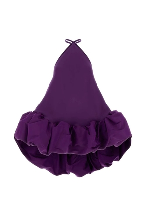 Balenciaga halterneck ruffled-hem mini dress - Purple