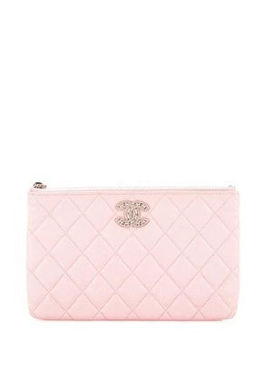 CHANEL Pre-Owned Crystal Woven CC O Case Quilted Caviar Small pouch - Pink