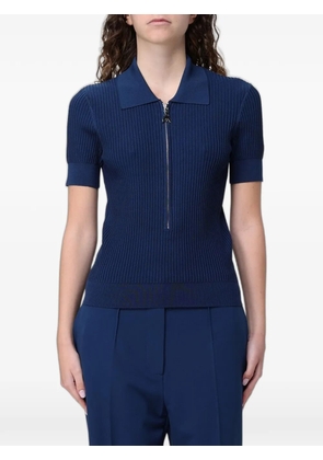 Patrizia Pepe ribbed-knit half-zip polo shirt - Blue
